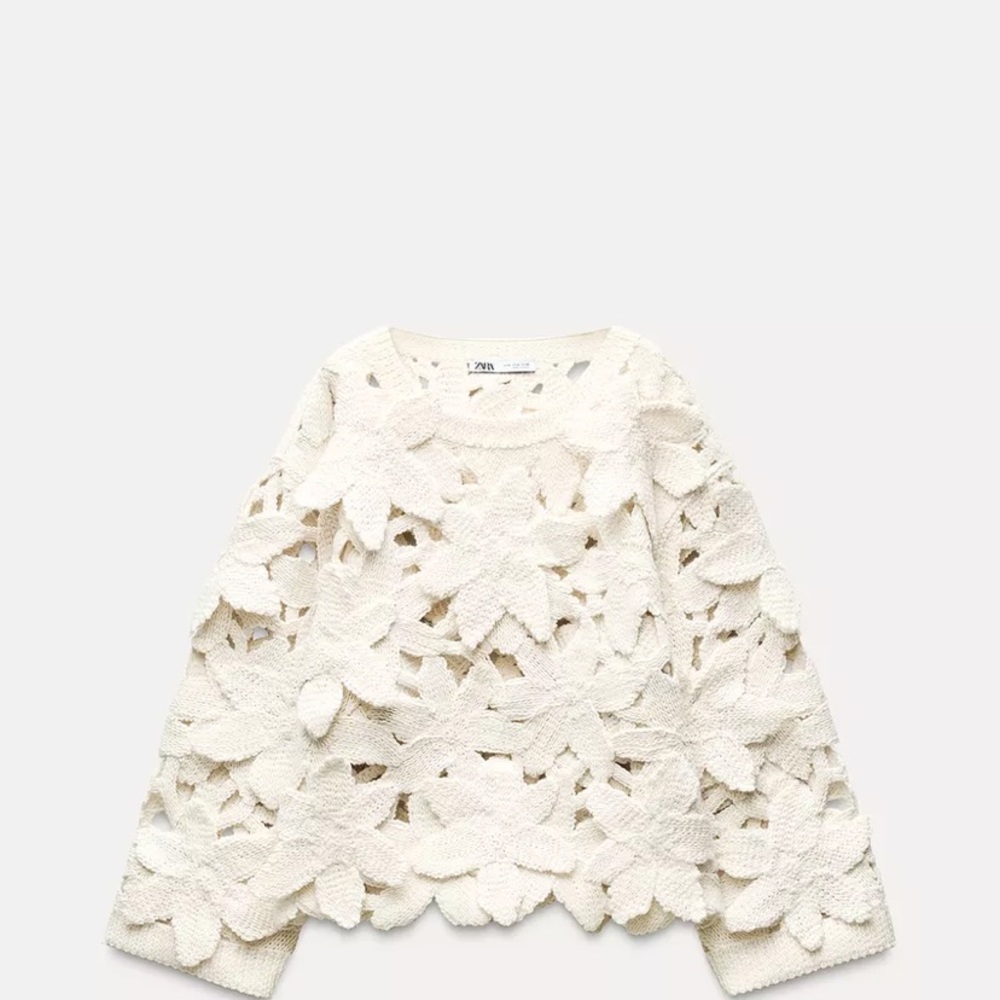Zara Cream Floral Lace Top
